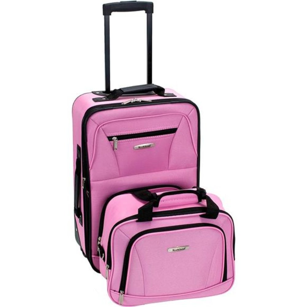 Upright Luggage Set, Expandable, Travel Bag Travel Set Pink, 2-Piece (14/19)